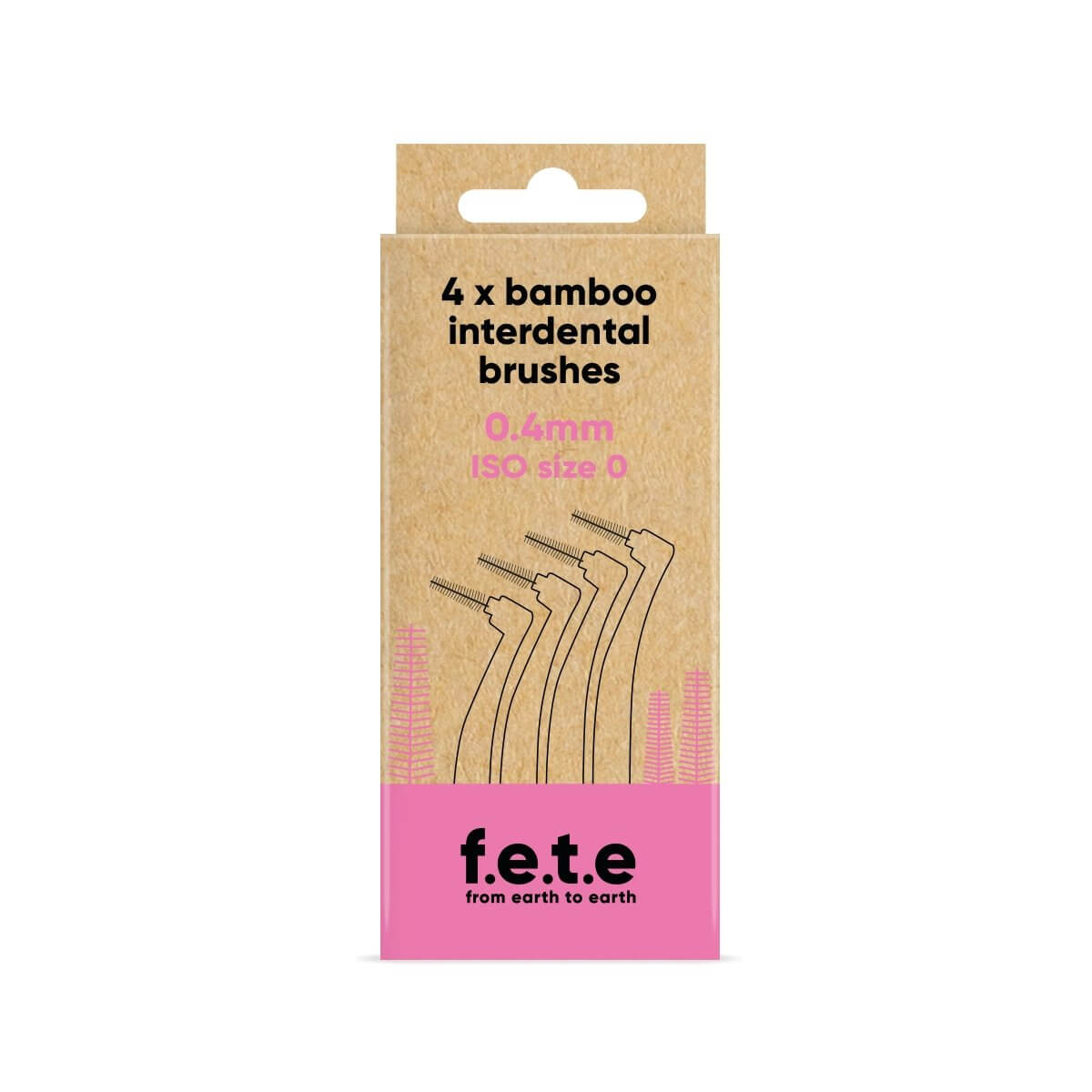 4 x Bamboo Interdental Brushes Pink (0.4mm | ISO Size 0) - truthpaste
