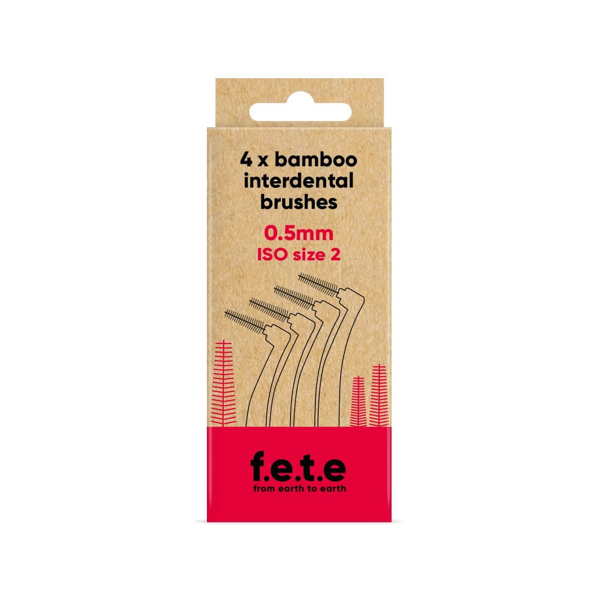 4 x Bamboo Interdental Brushes Red (0.5mm | ISO Size 2) - truthpaste