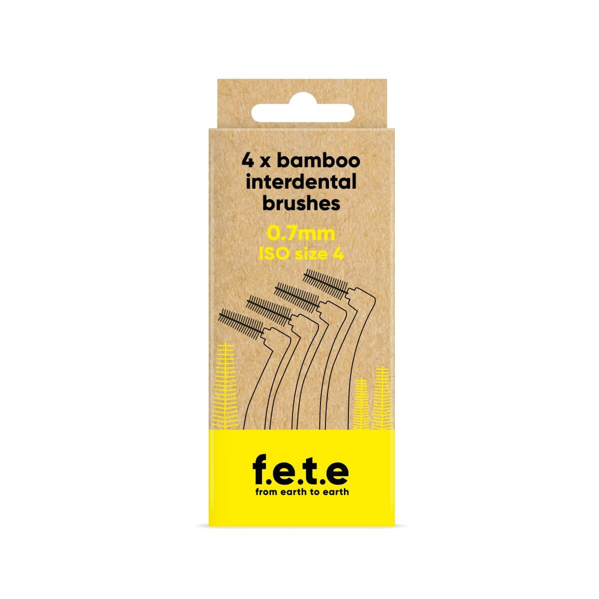 4 x Bamboo Interdental Brushes Yellow (0.7mm | ISO Size 4) - truthpaste