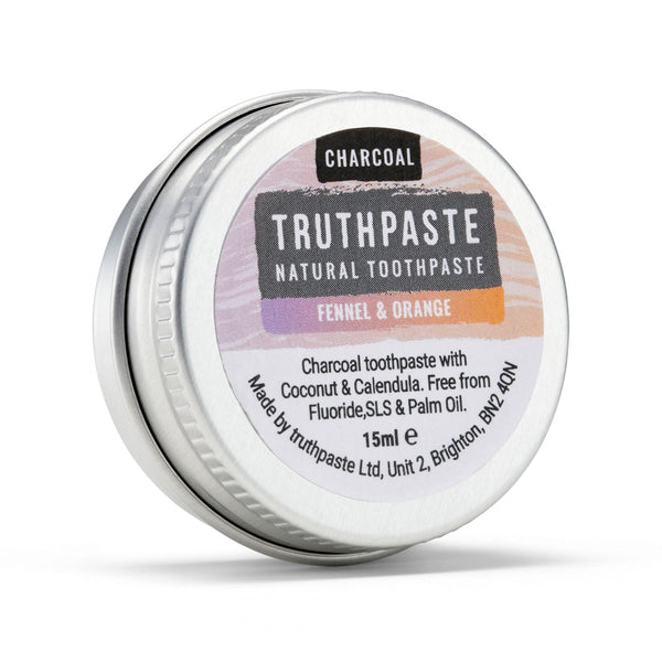 Truthpaste Fennel Toothpaste Travel Toothpaste | Natural whitening charcoal toothpaste 15ml Orange ...